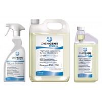 ChemGene HLD4L rebreather disinfectant. High Level Laboratory Surface Disinfectant 5L, 1L, 750ml